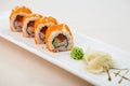 Flying fish roe maki Royalty Free Stock Photo