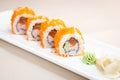 Flying fish roe maki Royalty Free Stock Photo