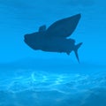 Flying fish underwater 3d rendering