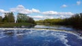 Flying Fish at Ventas Rumba Waterfall. The Widest Waterfall in Europe in Latvia Kuldiga Also Called Goldingen on River Venta Royalty Free Stock Photo