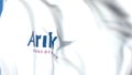 Flying flag with Arik Air logo, close-up. Editorial 3D rendering Royalty Free Stock Photo