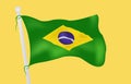 The flying flag of Brazil. World champion football team, Brasil. The national flag of Brazil country.