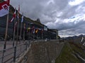 Flying flags of Austrian regions at Kaiser-Franz-Josefs-HÃÂ¶he, a viewpoint on Grossglockner High Alpine Road.