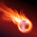 Flying flaming ball on dark background