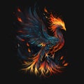 Flying Flaming Phoenix Head. Generative AI