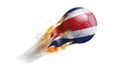 Flying Flaming Soccer Ball with Costa Rica Flag Royalty Free Stock Photo