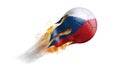 Flying Flaming Soccer Ball with Czech Republic Flag Royalty Free Stock Photo