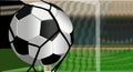 Flying Football Ball in Net. Goal Concept. Realistic 3D Vector Illustration Royalty Free Stock Photo