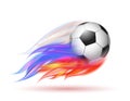 Soccer ball with flame trail of Russian Flag