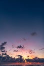 Flying geese over a vivid color of the North Sea sunset Royalty Free Stock Photo