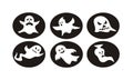 Flying ghost icon set on circle frame Royalty Free Stock Photo