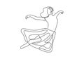 Flying girl with gown continuous one line drawing minimalism design