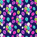 Flying glowing balloons colorful seamless pattern