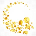 Flying gold coins in different positions illustration,