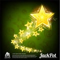 Flying gold star with tiny stars tail and shiny effects on abstract green