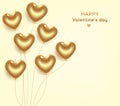 Flying golden air balloons realistic vector illustration Royalty Free Stock Photo