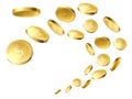 Flying golden coins. Realistic gold money, flow dollar cents, winning casino jackpot, cash yellow money, business profit Royalty Free Stock Photo