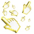 Flying Golden pointer hand on a white background.