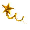 Flying golden star 3d illustration