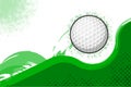 A flying golf ball abowe green flat wave. Abstract background Royalty Free Stock Photo