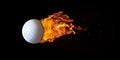 Flying Golf Ball Engulfed in Flames Royalty Free Stock Photo