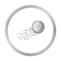 Flying golf ball icon in monochrome style isolated on white background. Golf club symbol stock vector illustration.
