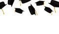 Flying graduate cap frame design isolated on white background