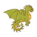Flying green dragon soars in the air. Vector Royalty Free Stock Photo