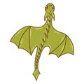 Flying green dragon. Vector doodle animal reptile Royalty Free Stock Photo