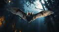 The Flying Grey Long Eared Bat Royalty Free Stock Photo