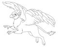 Flying griffin coloring page cartoon illustration