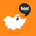 Flying halloween funny spooky ghost character say BOO