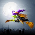 Flying Halloween Witch Royalty Free Stock Photo