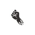 Flying hand fist punch vector logo icon symbol icon simple