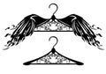 Ornate winged coathanger black vector design