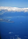 Flying into Hawaii with the ocean view and blue sky Royalty Free Stock Photo