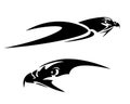 Flying hawk bird head black vector outline