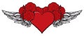 Banner with a red flying heart with black wings Royalty Free Stock Photo
