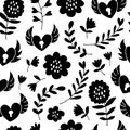 Flying hearts seamless pattern, hand drawn hearts, locks, flowers, leafs, polka dots