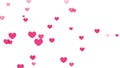 Flying hearts on white background. Valentine\'s day backdrop