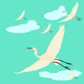 Flying herons illustration, nature heron banner, animal rescue foundation,