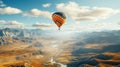 Flying high up in a multi colored hot air balloon adventure Royalty Free Stock Photo