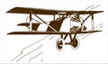 Flying historical two-seater passenger biplane Royalty Free Stock Photo