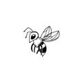 Flying honey bee, sketch style icon