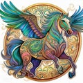 Flying horse mandala art Royalty Free Stock Photo