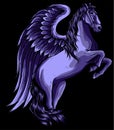 flying horse wings on black background illustration mascot vector logo design