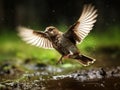 Ai Generated illustration Wildlife Concept of Flying House Sparrow