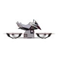 Flying hover bike vector flat illustration