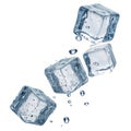 Flying ice cubes isolated on white background Royalty Free Stock Photo