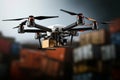 Flying innovation Drone technology in industrial logistics and transportation services Royalty Free Stock Photo